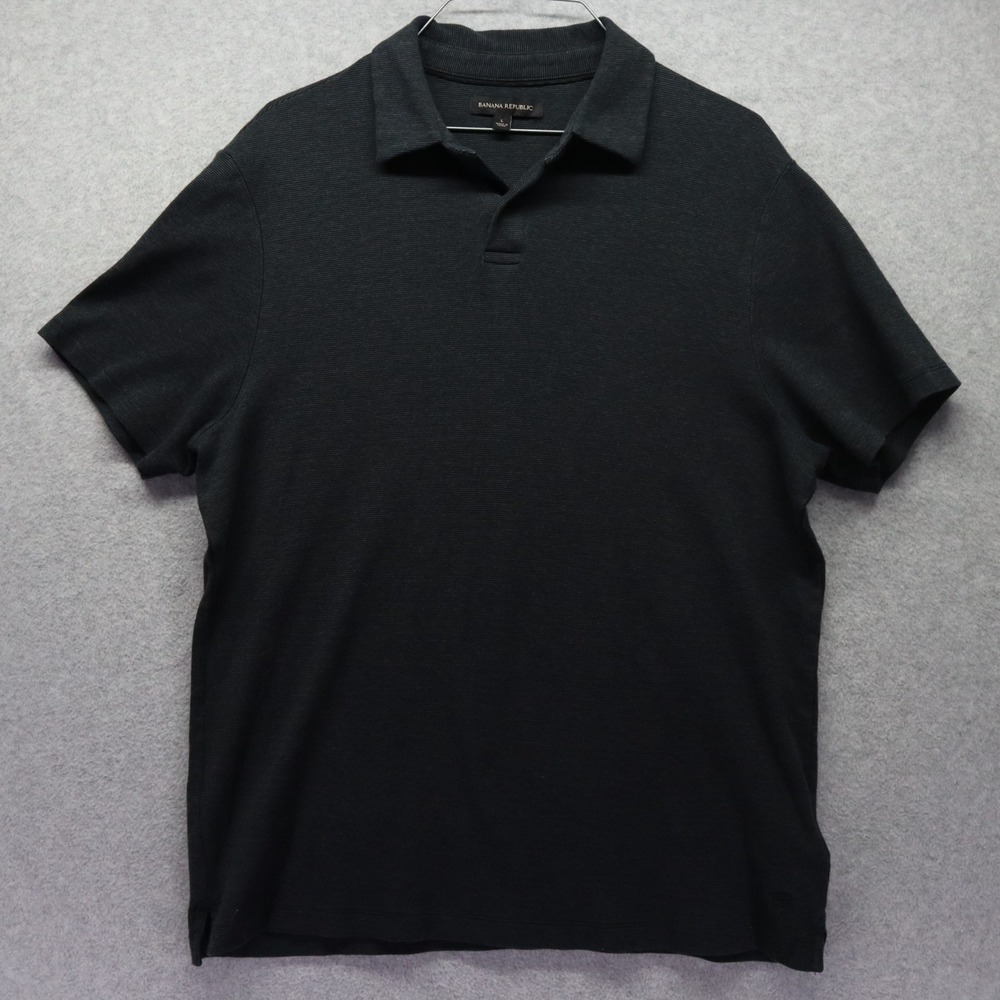 Banana Republic Polo Shirt Mens Large Golf Casual‎ Knit Dark Gray Short Sleeve